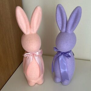 🐰Two Beautiful Hobby Lobby Flocked Bunnies
